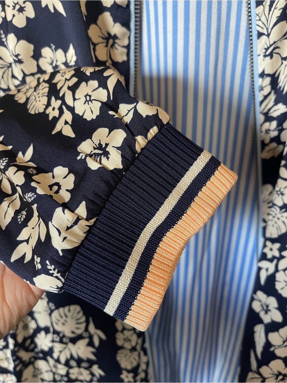Scotch & Soda Reversible Floral Bomber Jacket - Navy/Blue Striped - Picture 3 of 8